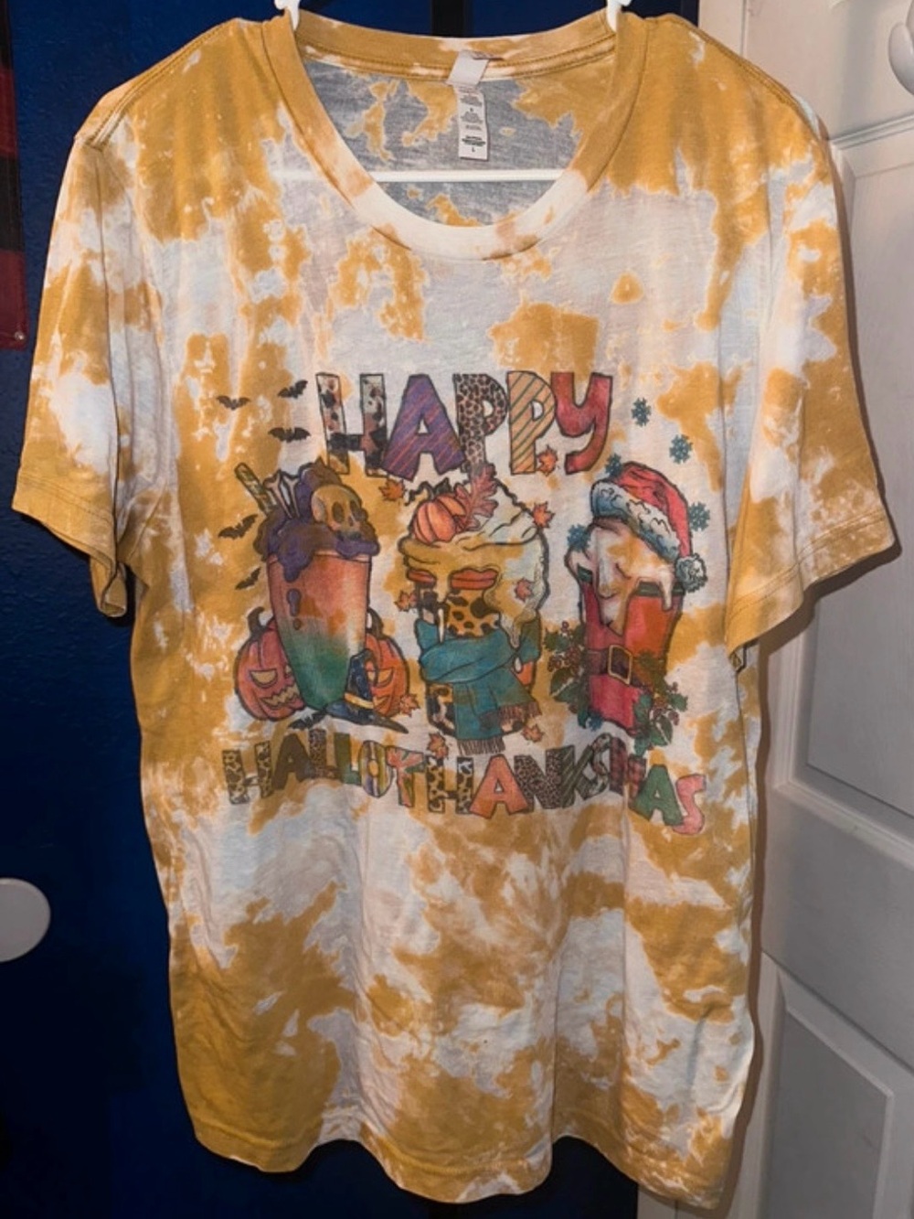 Bella Canvas Yellow Tie-Dye Holiday Graphic Tee
